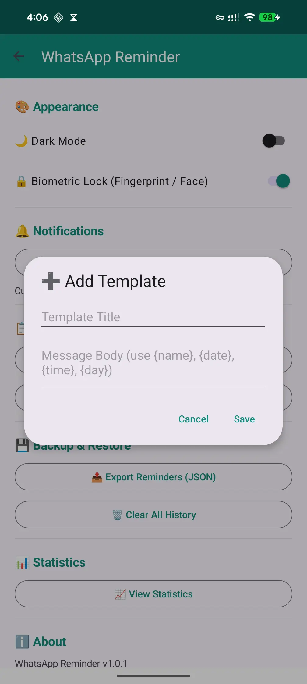Add Message Template